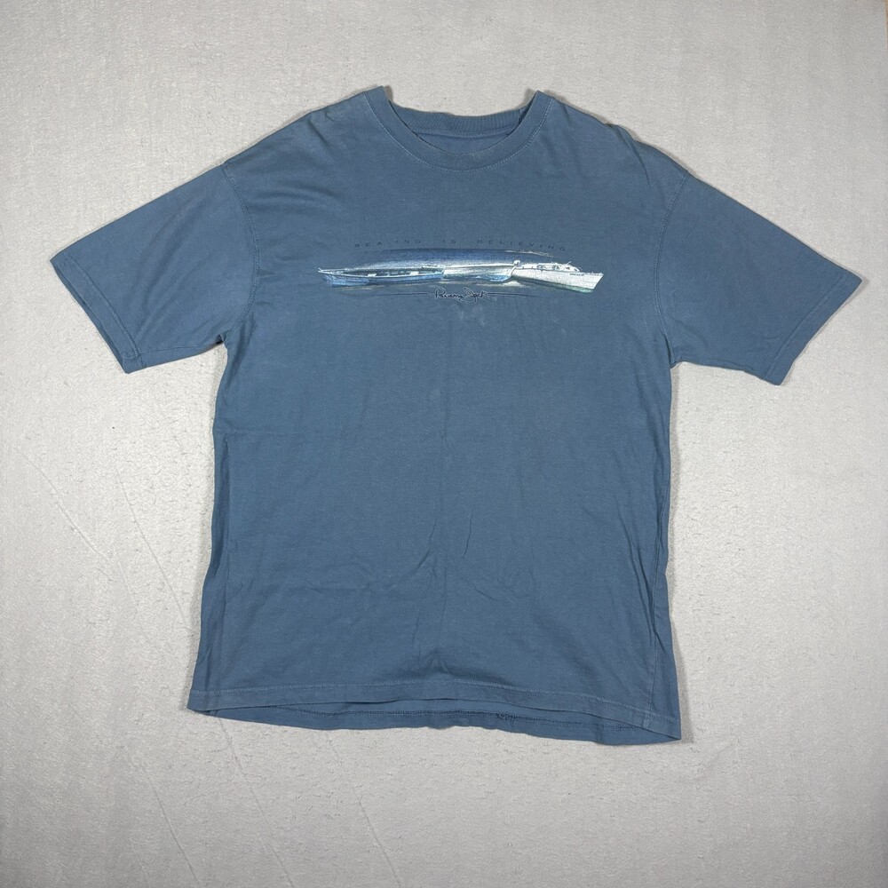 Panama Jack T-Shirt Men's XL Blue Seaing Is Believing Boat Graphic Tee